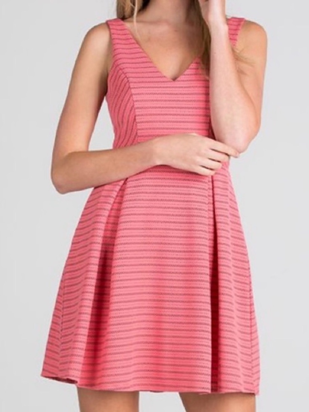 Aqua Coral Striped Midi Dress